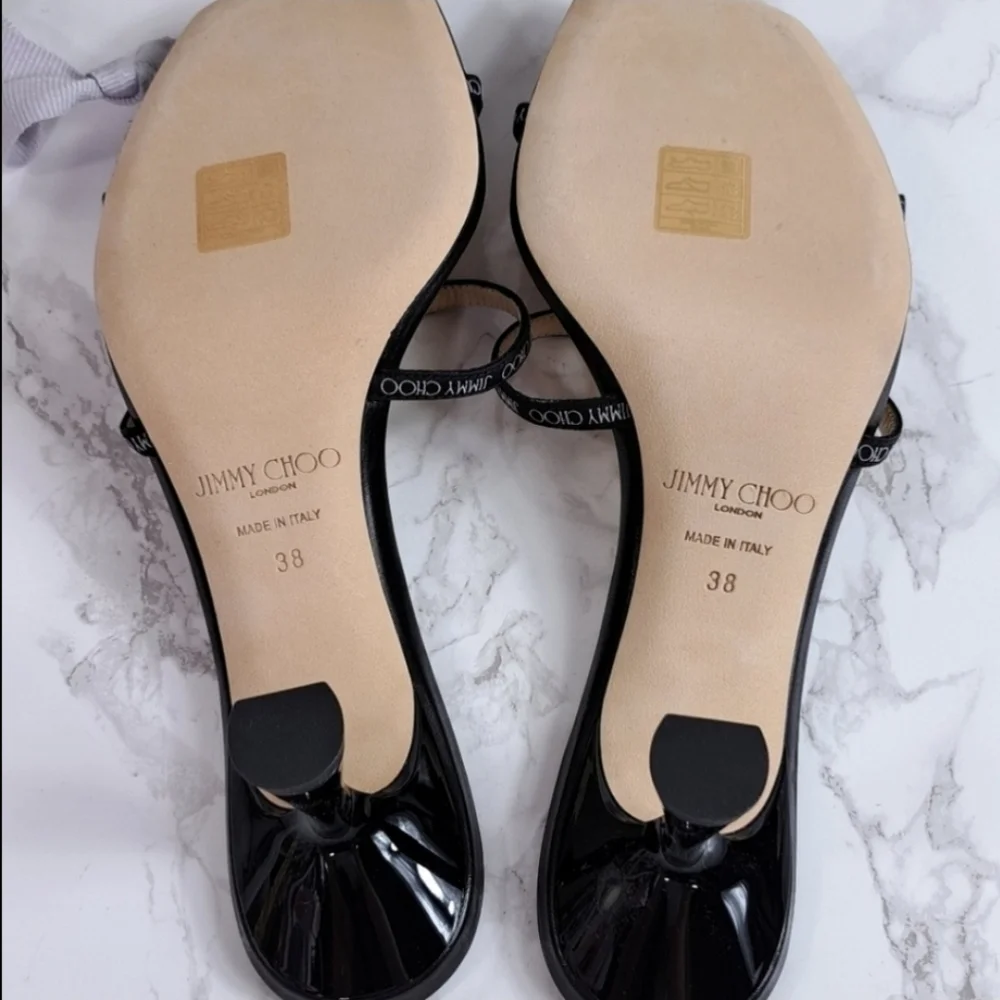 Jimmy Choo Ria 65mm Black Nappa Leather Mules Size 38 IT/EU